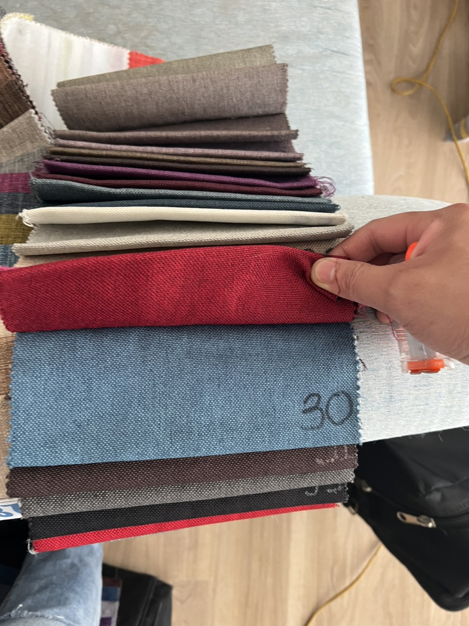 Fabric samples for sofa reupholstering