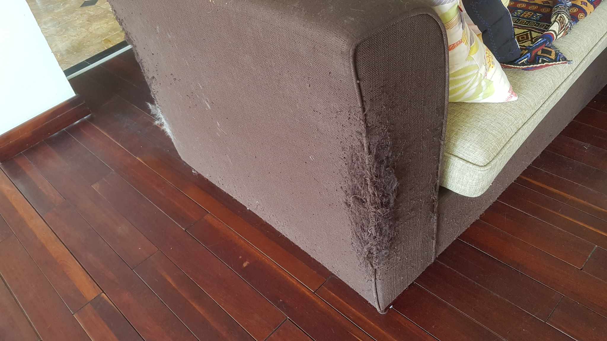 Scratched sofa reupholstering