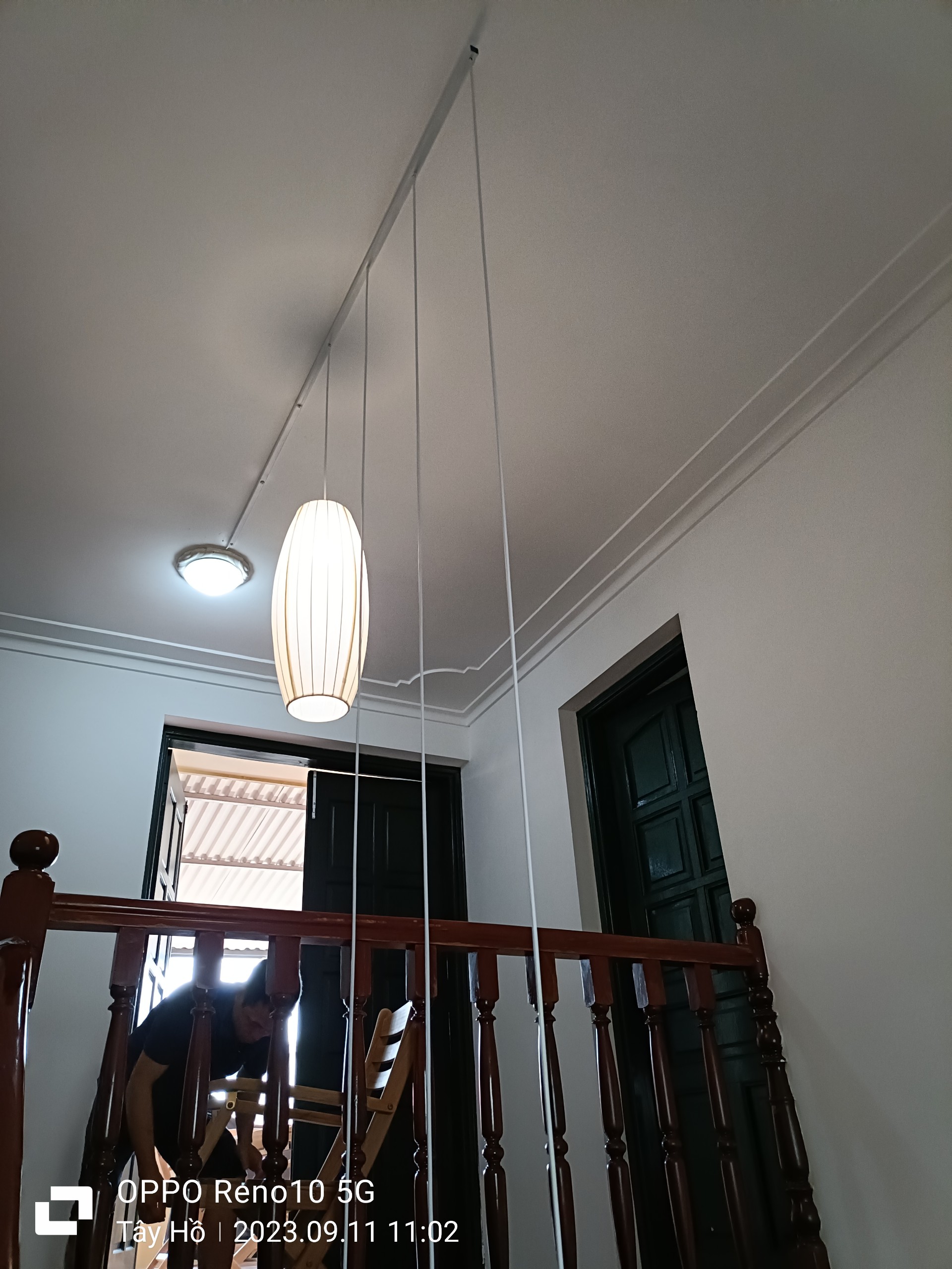 Lantern installation - stairwell decor 